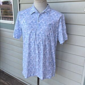 Travis Mathew Light Blue Geometric design Polo.  Large. Great condition.